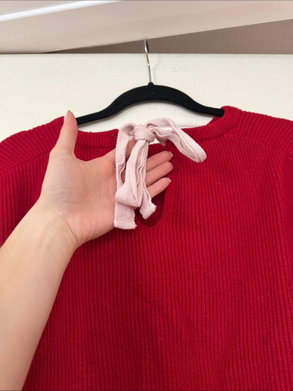 Zara Red Ribbed Crewneck Sweater - Picture 5 of 5